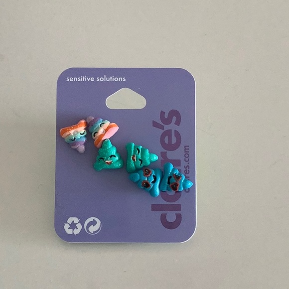 Claire's | Accessories | Poop Emoji Sparkling Colorful Stud Earrings 3 ...